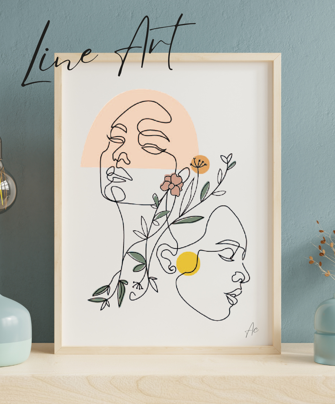 Grey and Yellow Modern Minimalist 6 Wall Frame Mockup Instagram Post (1080 x 1300 px)